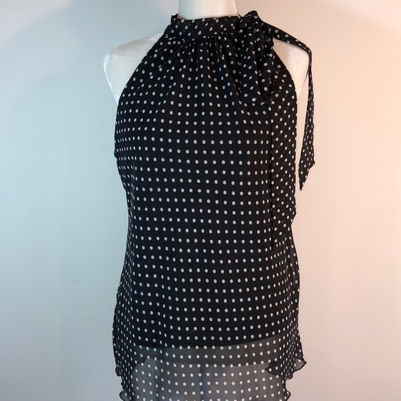 ladies black and white polka dot blouse